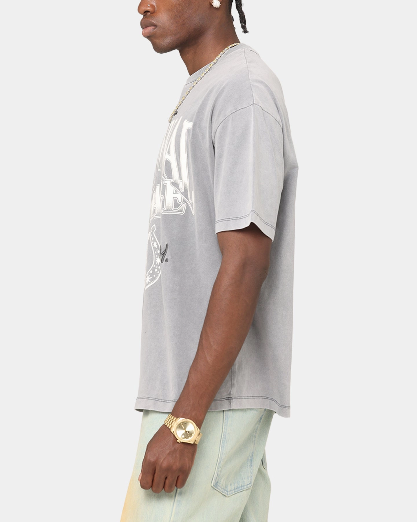 mix and match Linen blend Criminal Damage Horseshoe T-Shirt Washed Black