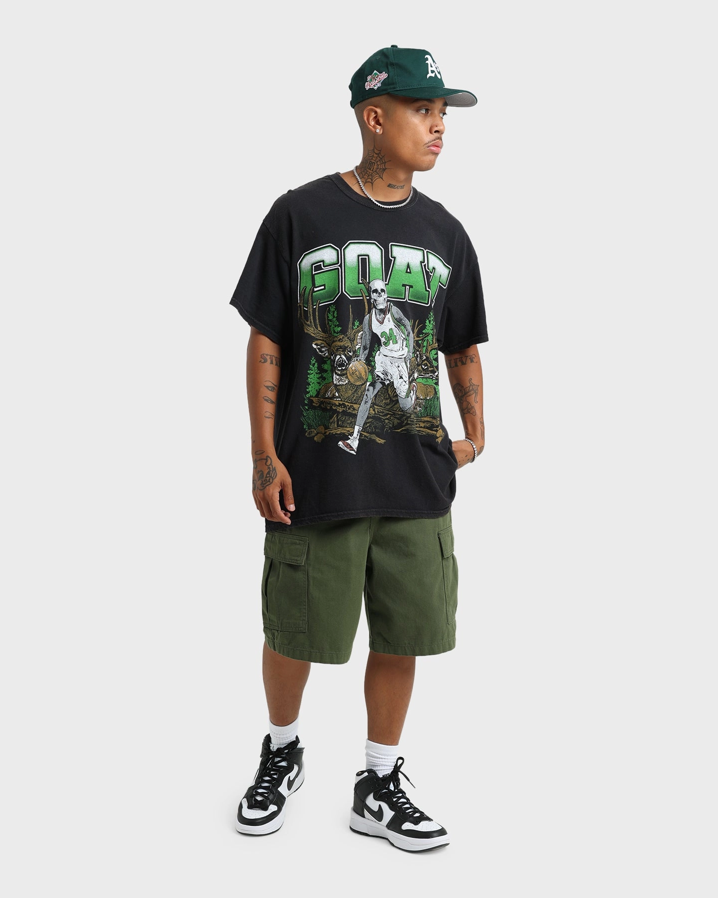 Goat Crew Buck Hunter Vintage T-Shirt Black Wash Fuzz Free Surface