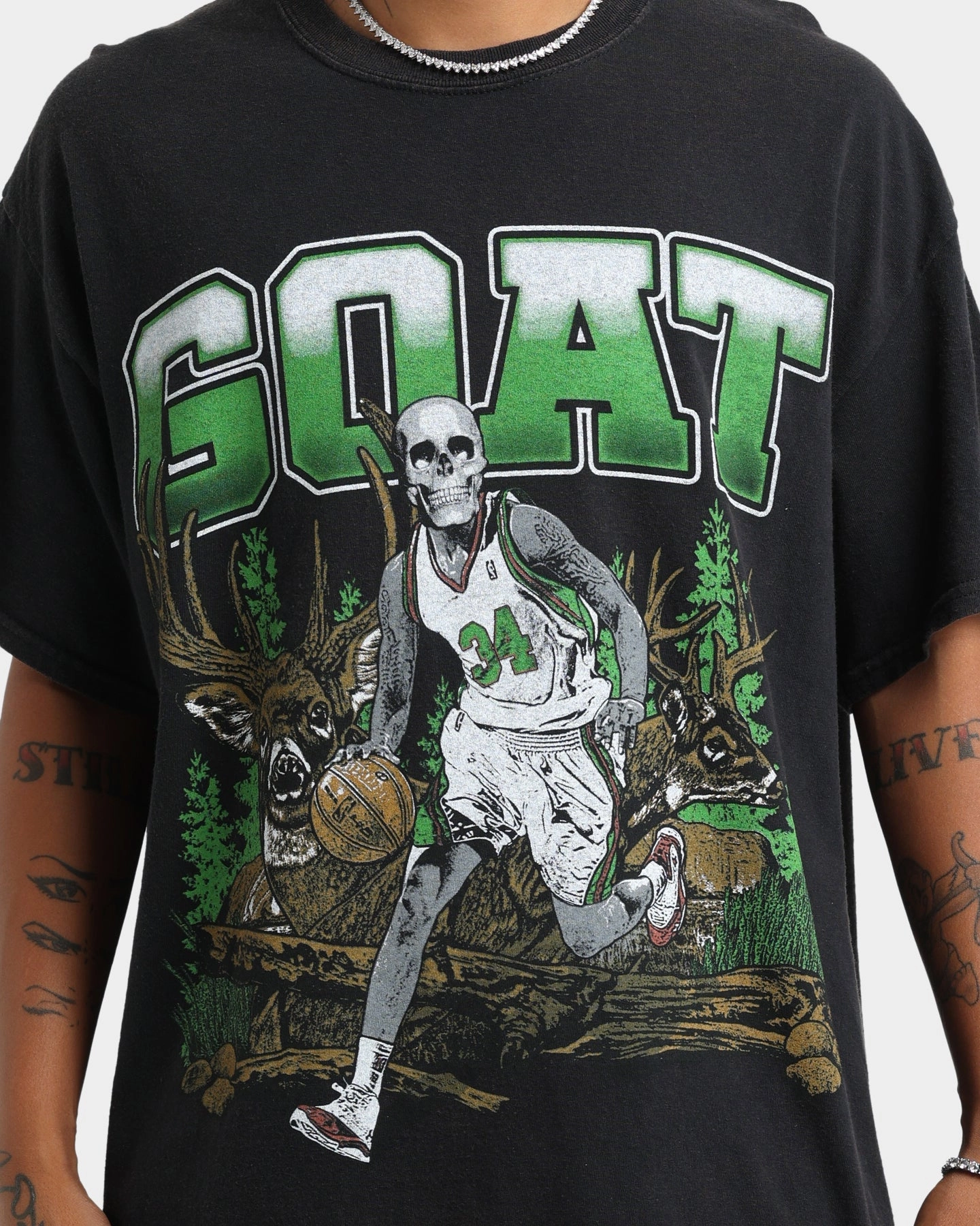 Goat Crew Buck Hunter Vintage T-Shirt Black Wash SkinFriendlyFibers Urban Smart