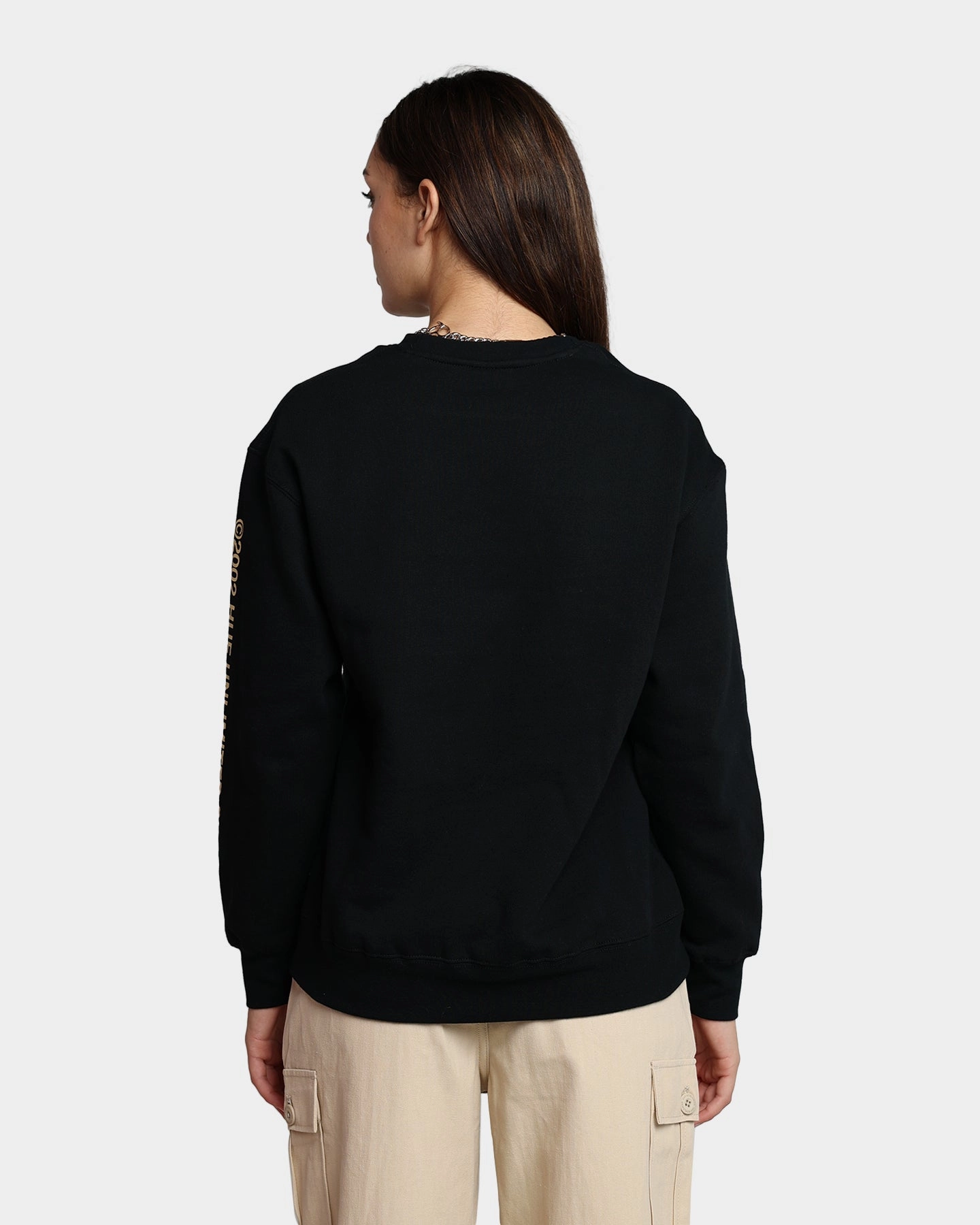 HUF Women's Italicized Crewneck Black Sporty Chic Cool Season