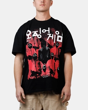 Goat Crew X Squid Game Masked Men T-Shirt Black Abstract print