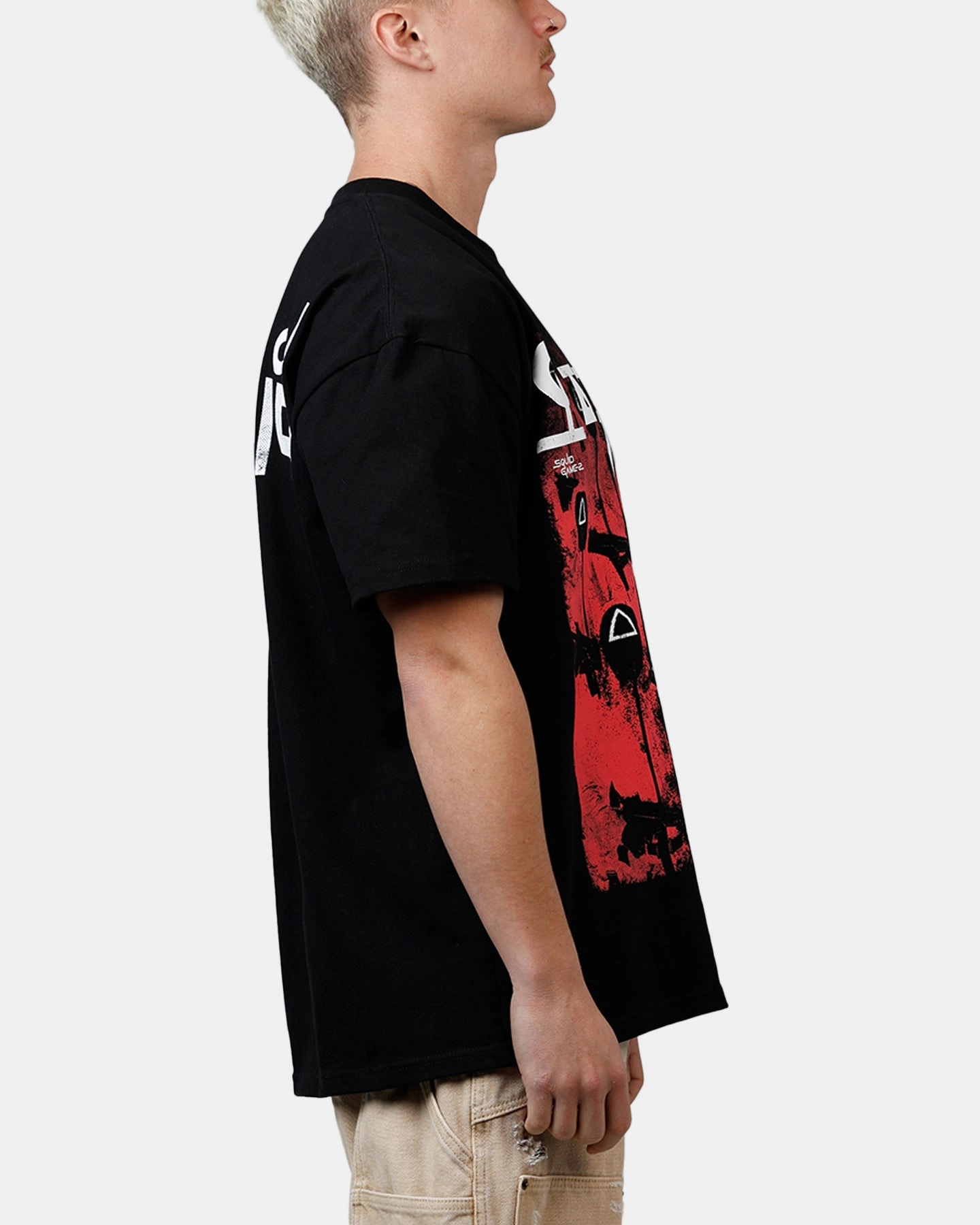 Goat Crew X Squid Game Masked Men T-Shirt Black Fun and Comfortable Snag Resistant Surface