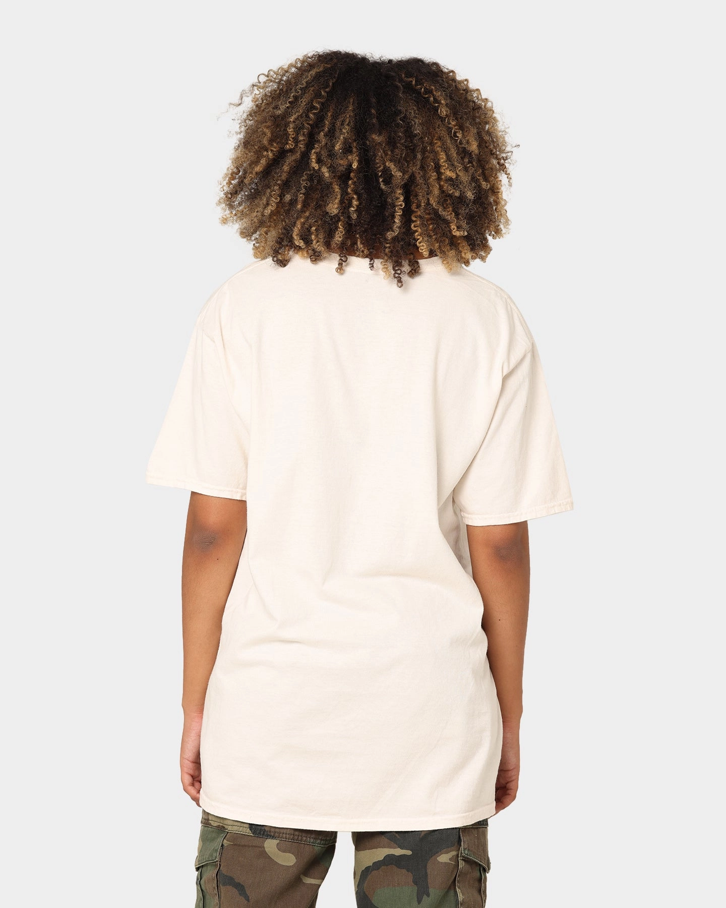 Organic Cotton Construction Goat Crew Goat Skull Vintage T-Shirt Off White