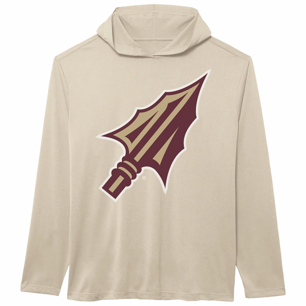 Ouray Sportswear Men's Arrowhead Logo Long Sleeve Hooded Performance T-shirt - Sand Light Fashion
