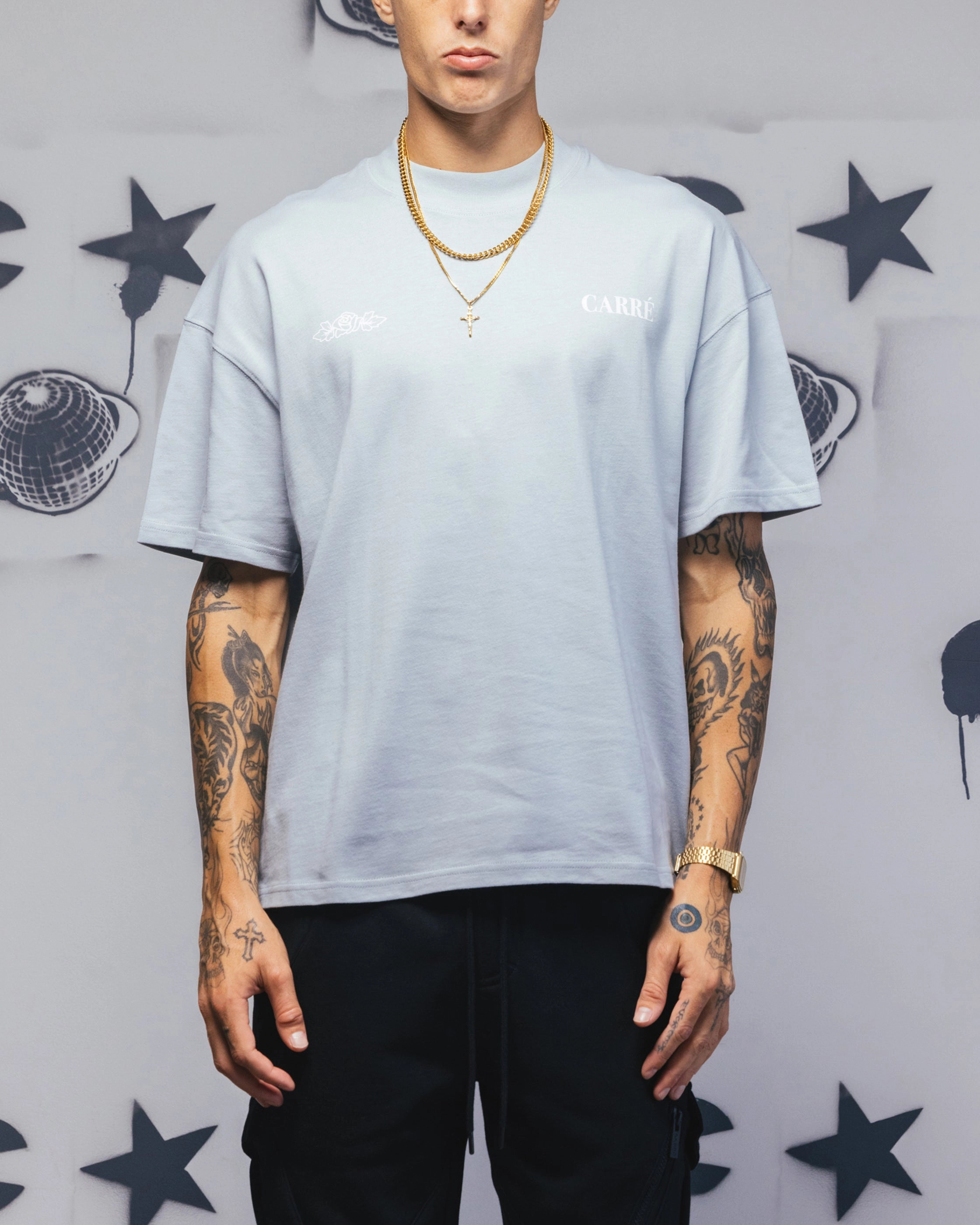Functional Wear Comfort Fit Carre Bloom T-Shirt Dirty Blue