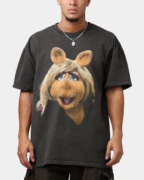 Organic Cotton Blend American Thrift Disney The Muppets Miss Piggy Heavyweight T-Shirt Black Wash