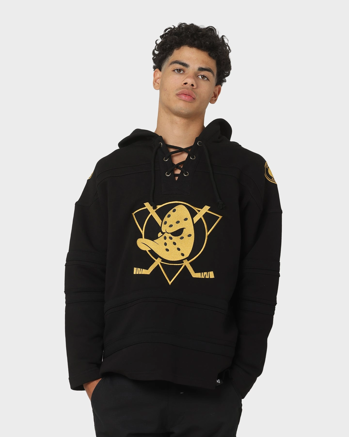 Inspire 47 Brand Anaheim Ducks Superior Lacer Hoodie Black/Gold