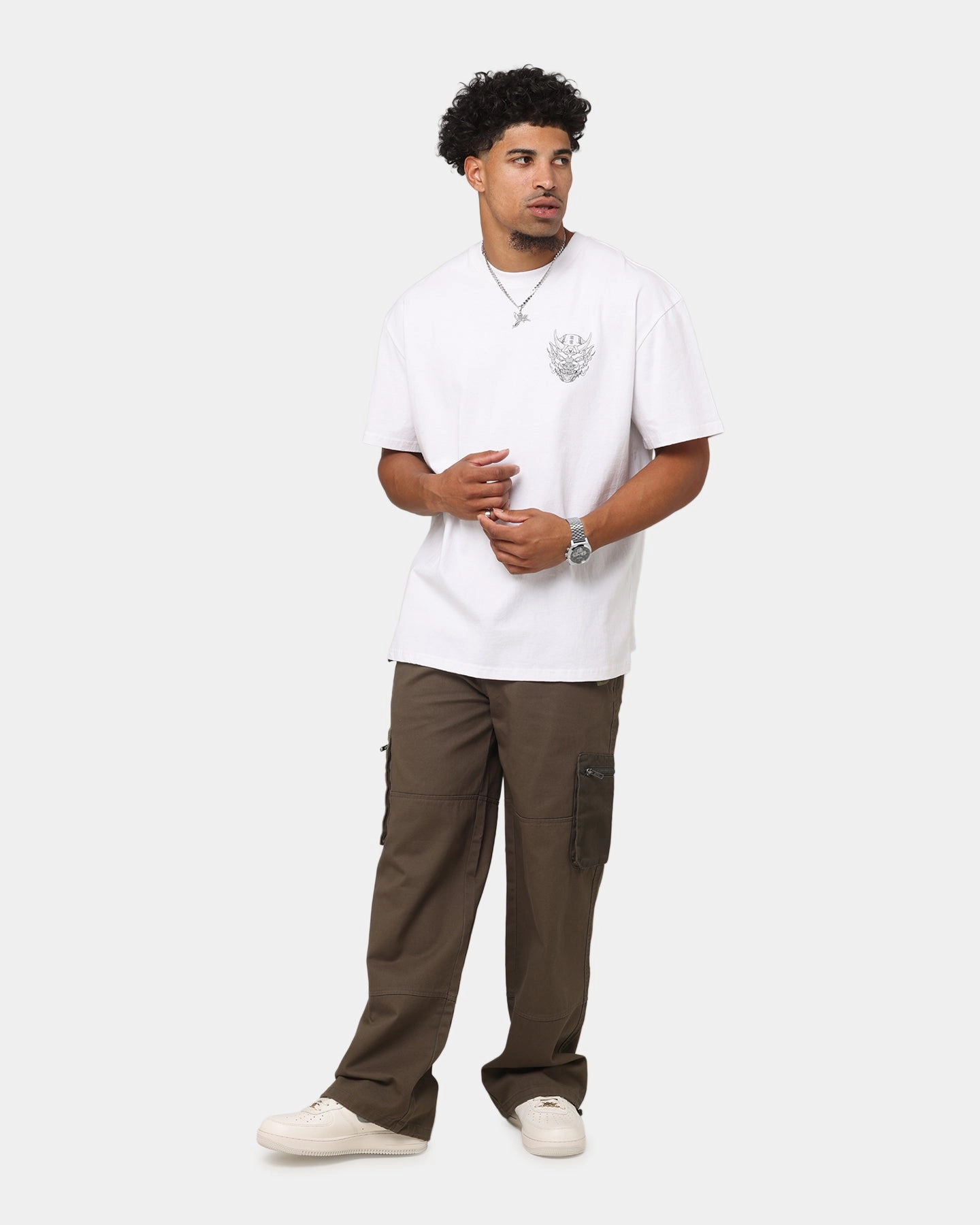 The Anti Order Akuma Boxy T-Shirt White Yarn Dyed Stripes