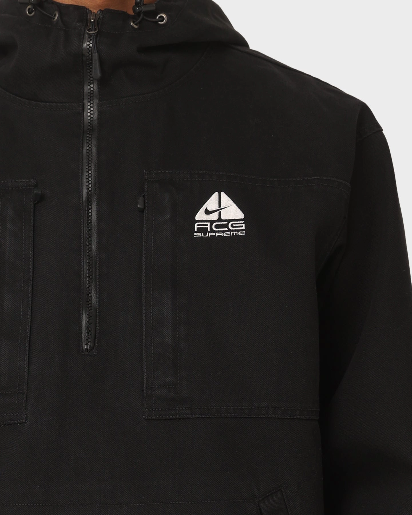 Lightweight Waterproof Supreme X Nike ACG Denim Pullover Jacket Black