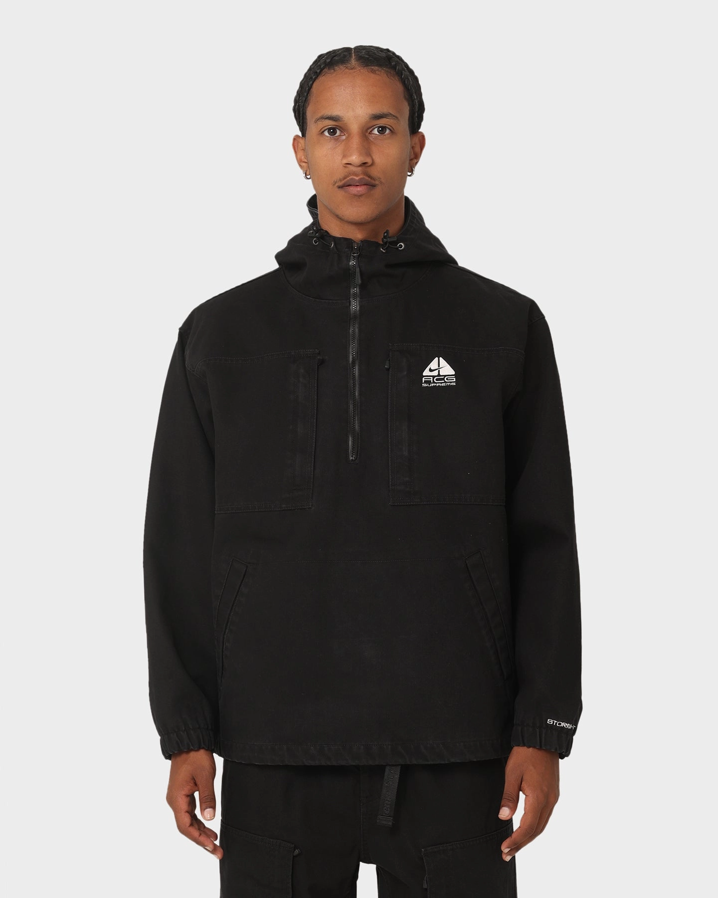 Supreme X Nike ACG Denim Pullover Jacket Black Earrings
