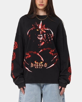 Vintage Style 73 Studio X Diablo Halloween Evil Is Coming Back Long Sleeve T-Shirt Vintage Black