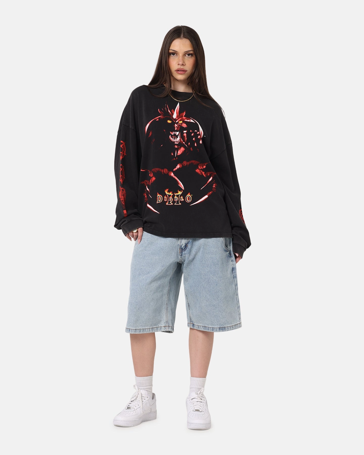 Relaxed Fit Design Spring Wear 73 Studio X Diablo Halloween Evil Is Coming Back Long Sleeve T-Shirt Vintage Black