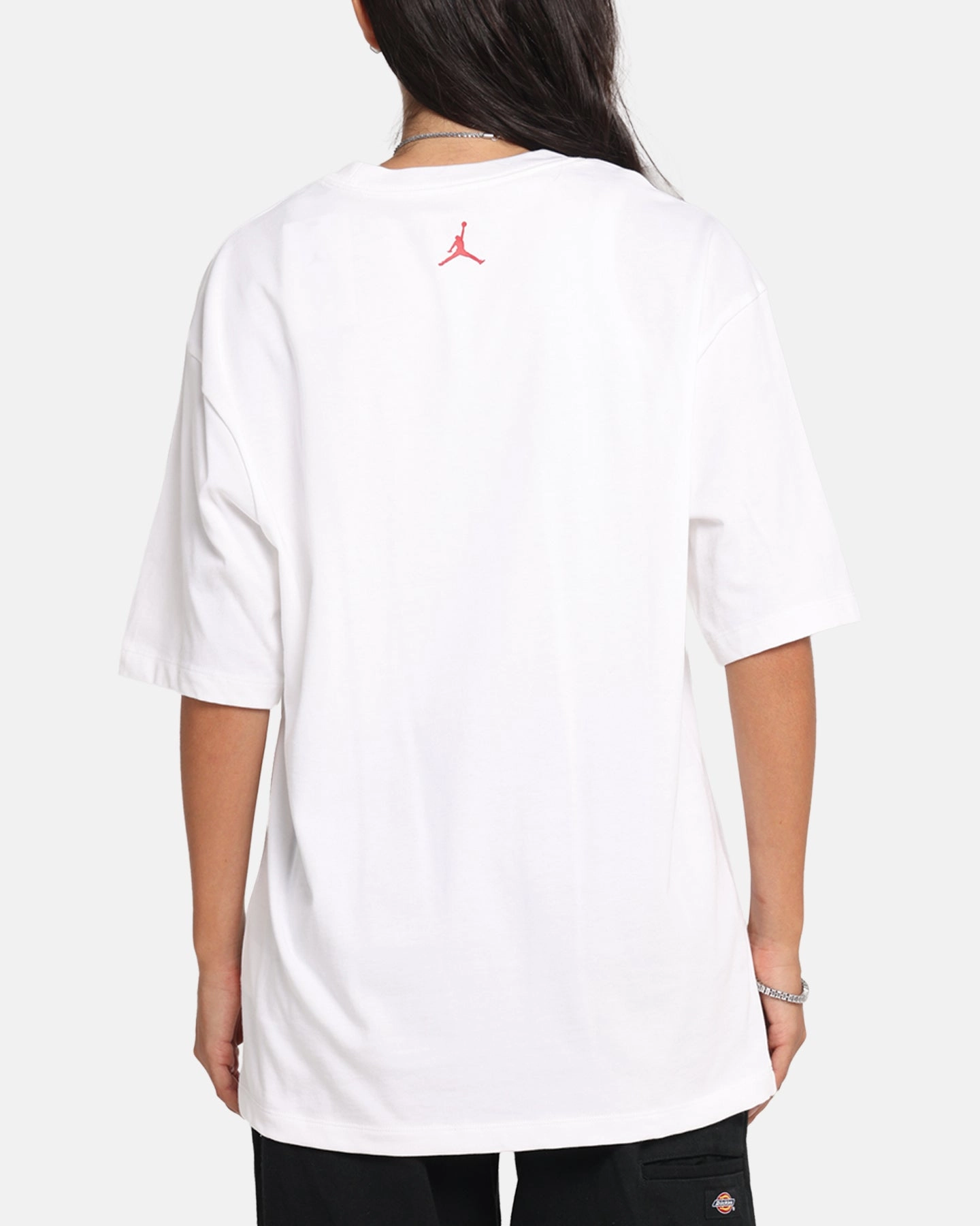 Anti Static Treatment Colorfast Dye Jordan Brand Sneaker Patch Crewneck T-Shirt White/Varsity Red