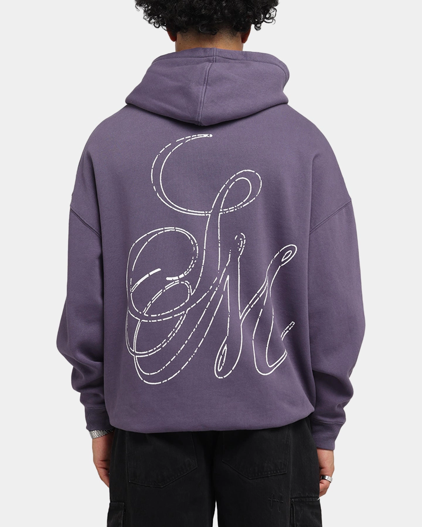 Saint Morta Cursive Boxy Hoodie Purple Multi Panel Construction