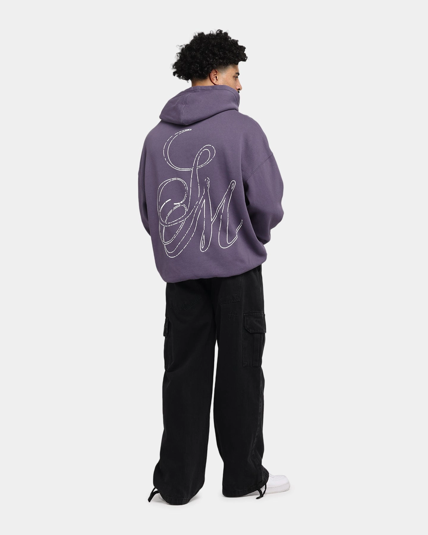 Saint Morta Cursive Boxy Hoodie Purple Layered Hem