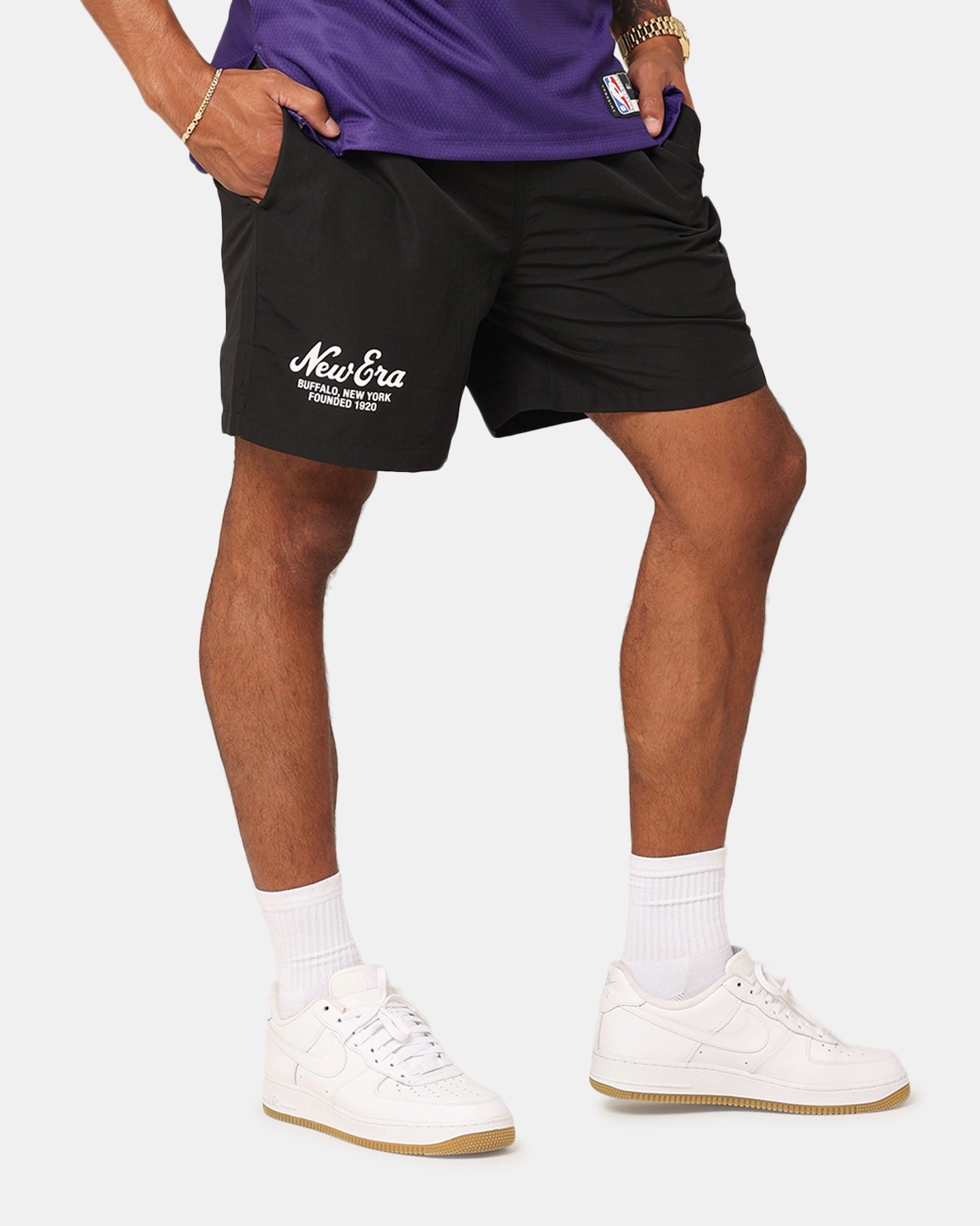 New Era Woven Shorts Black bodysuit Perfect Comfort