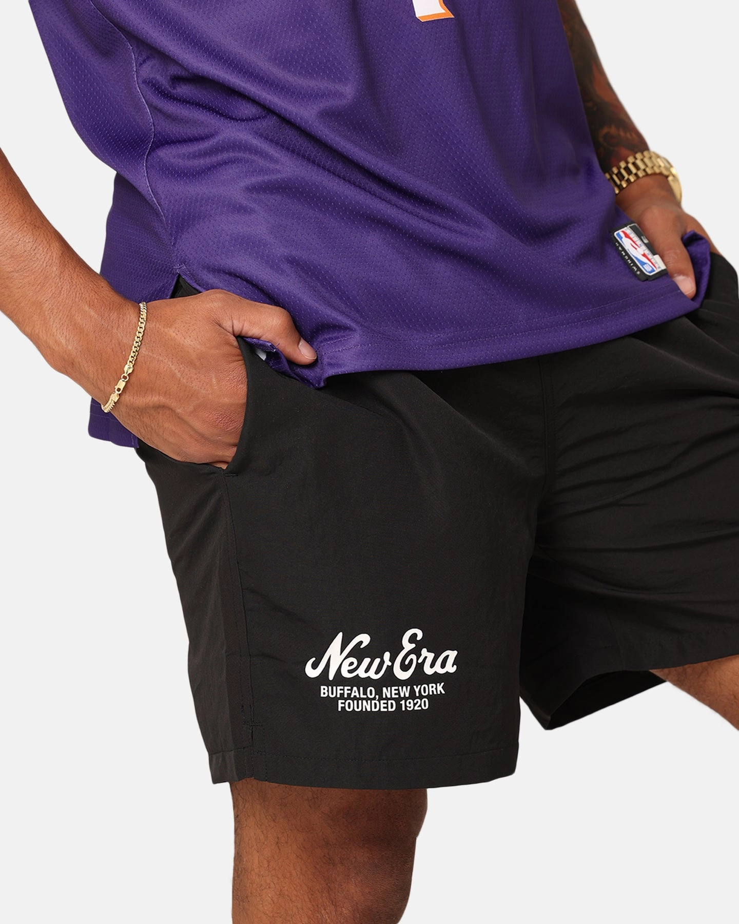 New Era Woven Shorts Black entertainment industry