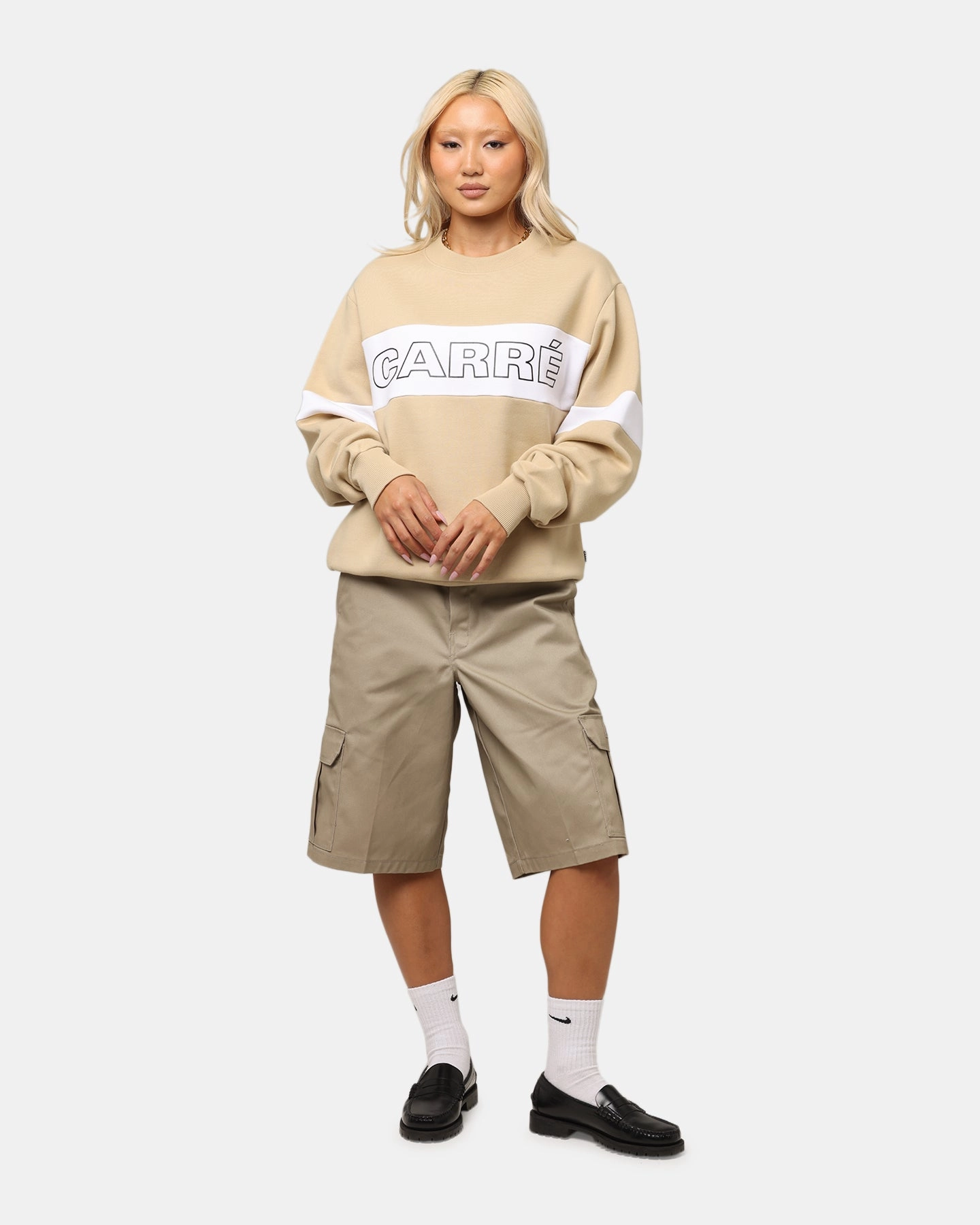 Carre Bars Crewneck Stone/White QuickAccess Pockets Airtight Seam Sealing