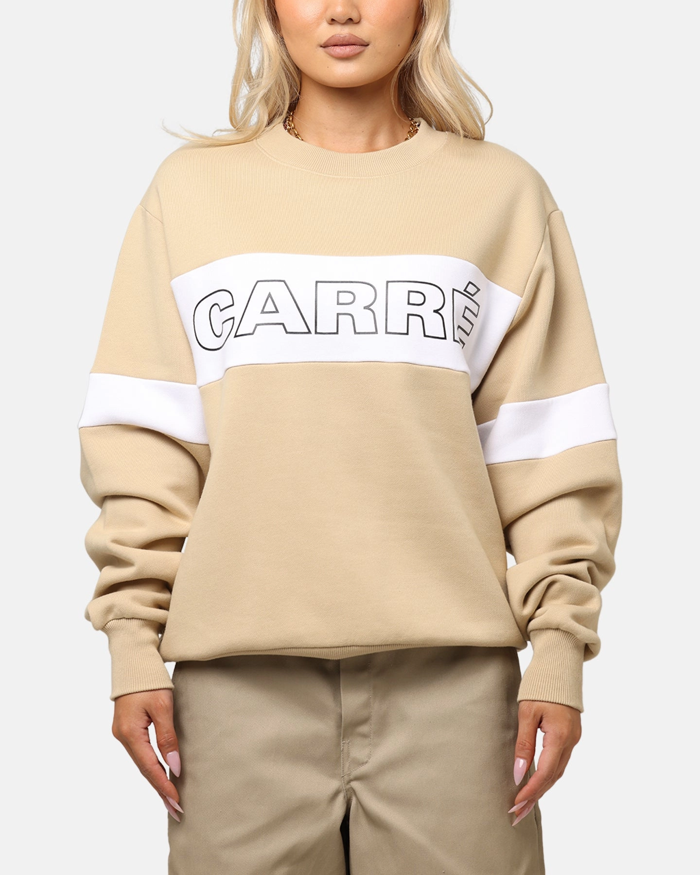 Carre Bars Crewneck Stone/White AntiPilling Finish