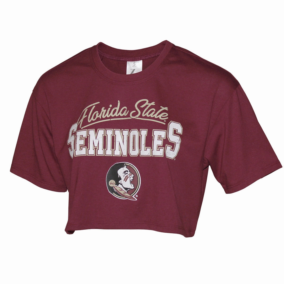 Non Toxic Printing ZooZatz Women's Florida State Seminoles/Seminole Logo Short Sleeve Boxy Crop T-shirt - Garnet