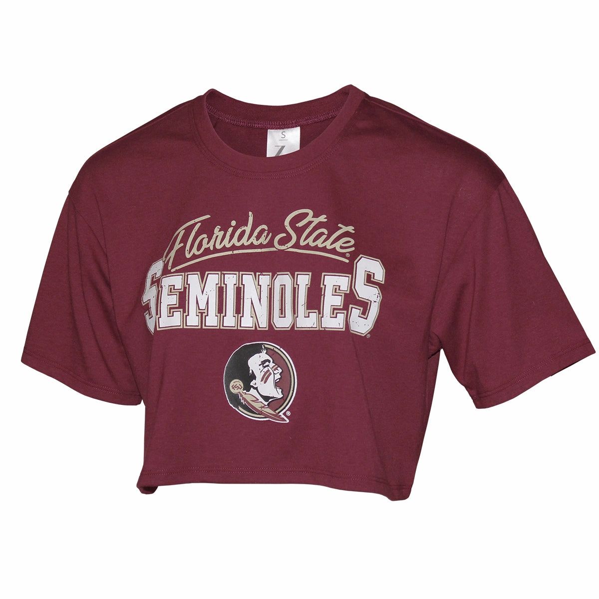 ZooZatz Women's Florida State Seminoles/Seminole Logo Short Sleeve Boxy Crop T-shirt - Garnet Moisture Management Technology
