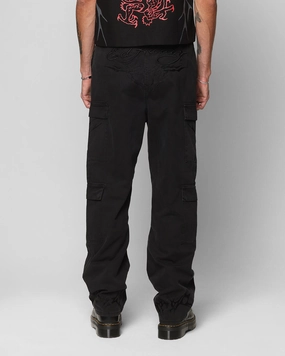 Laser cut Ed Hardy Electric Cargo Pants Washed Black