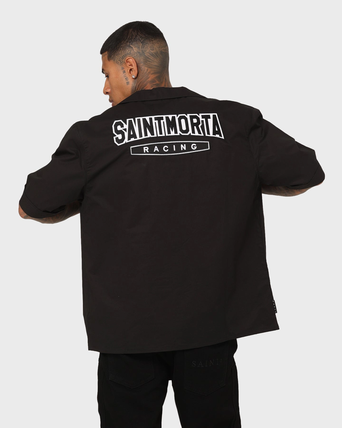 Saint Morta Pro Racing Mechanic Shirt Black Stylish Element Beach Ready