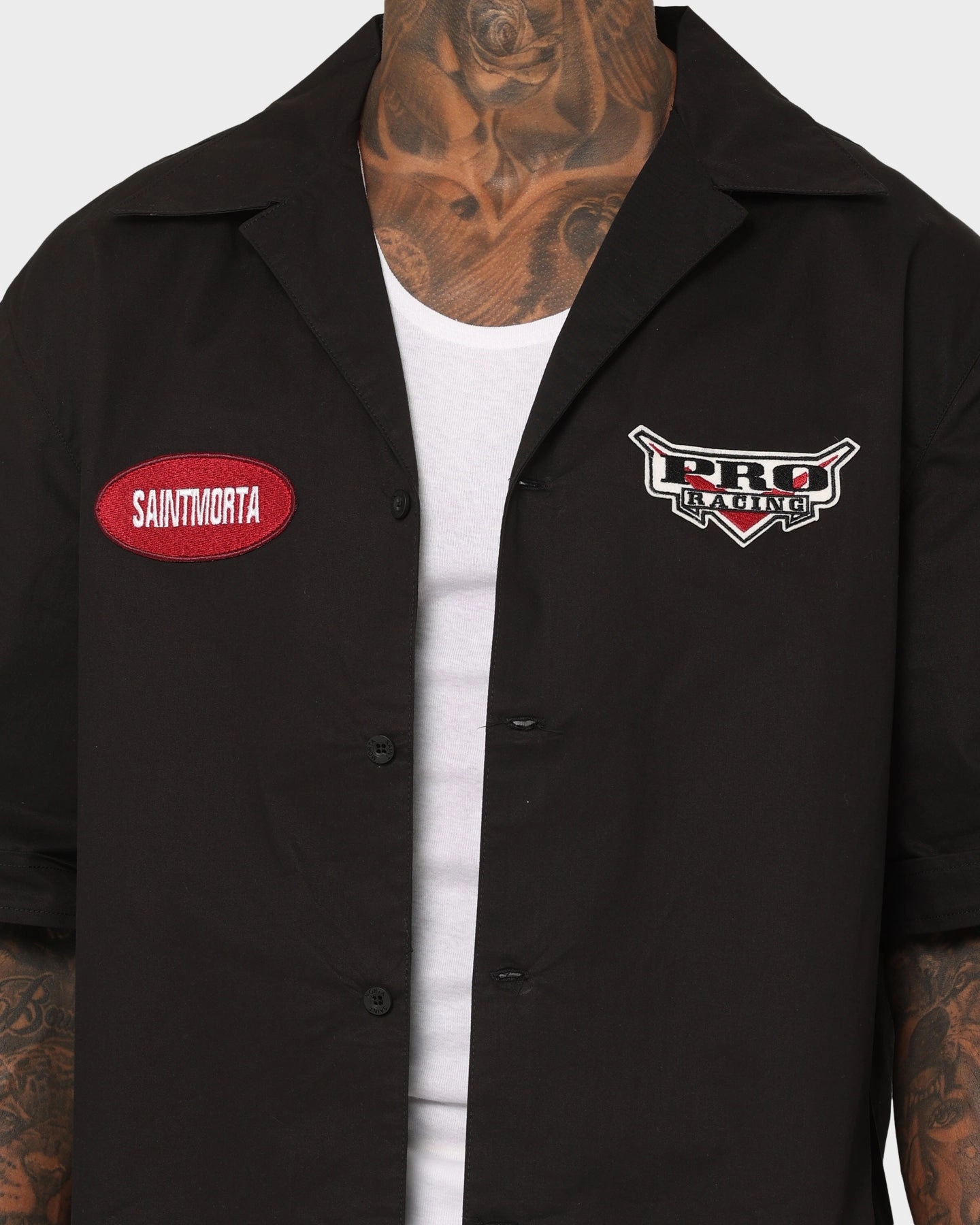 Premium Pima Cotton Saint Morta Pro Racing Mechanic Shirt Black