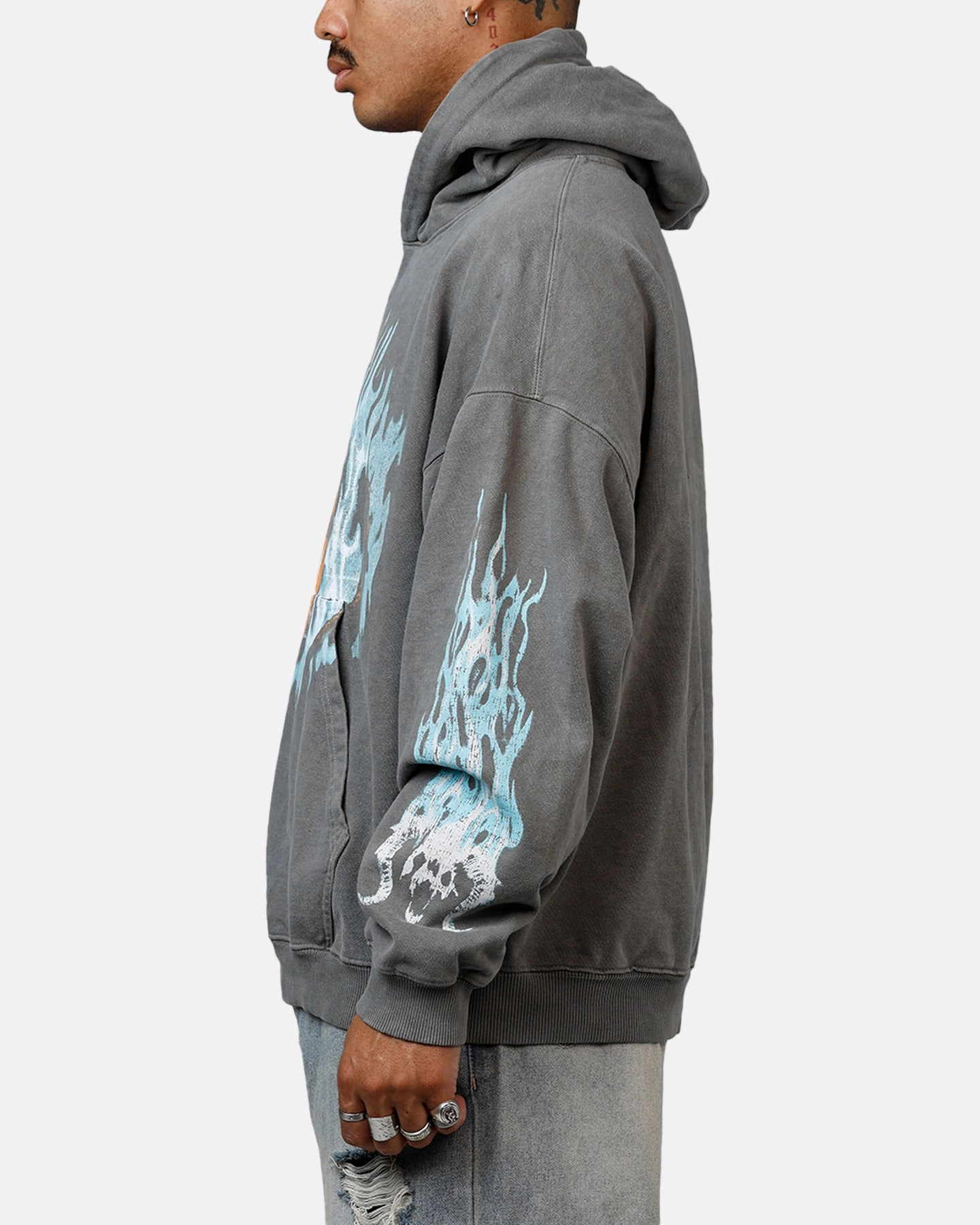Process Stand Collar American Thrift X Lord Of The Rings The Balrog Premium Hoodie Washed Charcoal