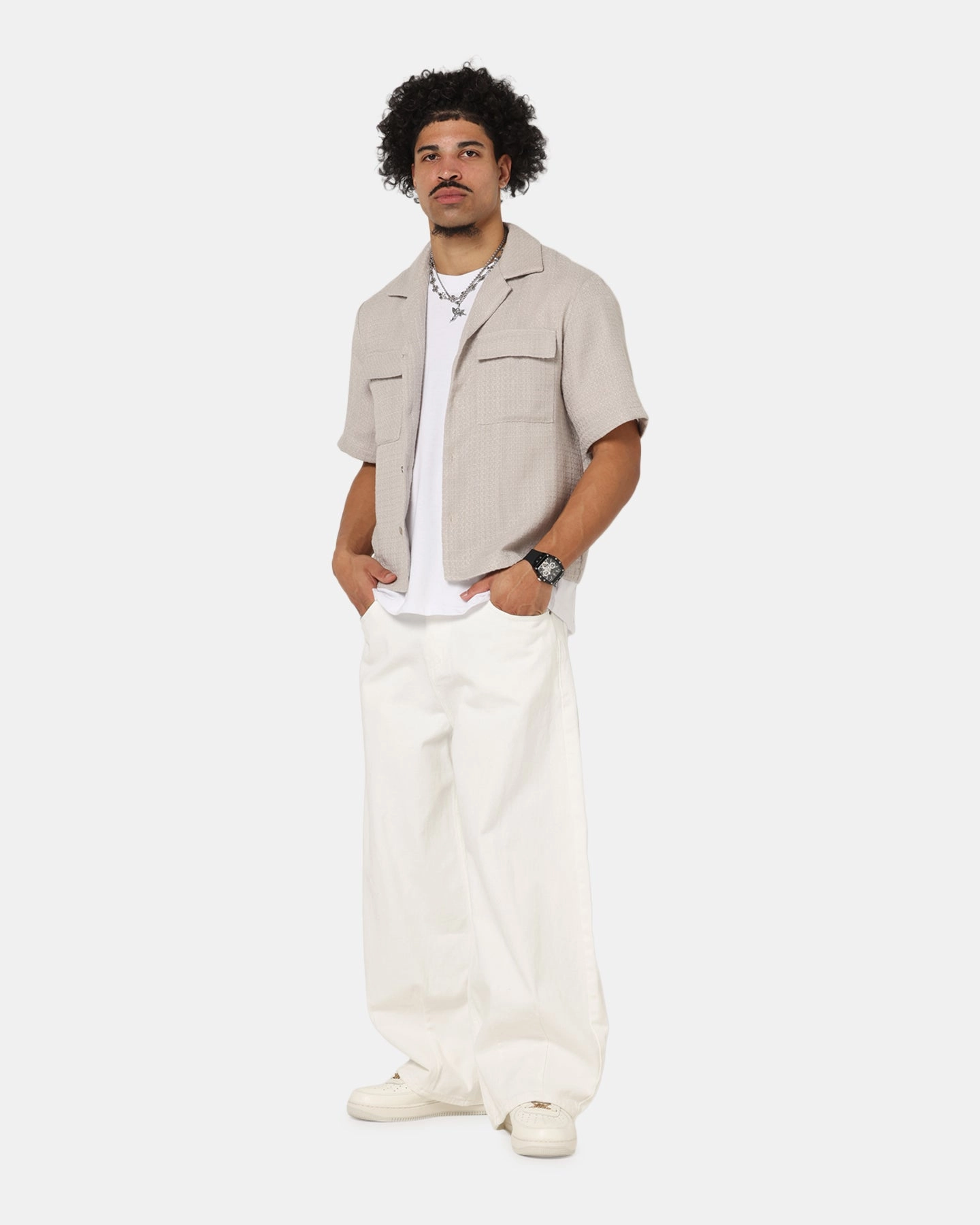 XXIII Balloon Jeans Off White Neutral Style Couple Look Smooth