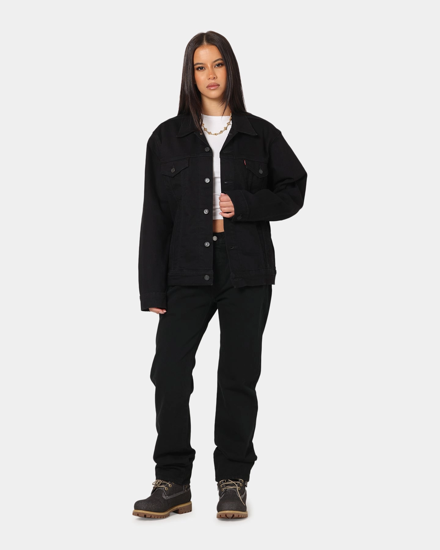 Levi Strauss And Co Denim Trucker Jacket Black High - end High Density Weave