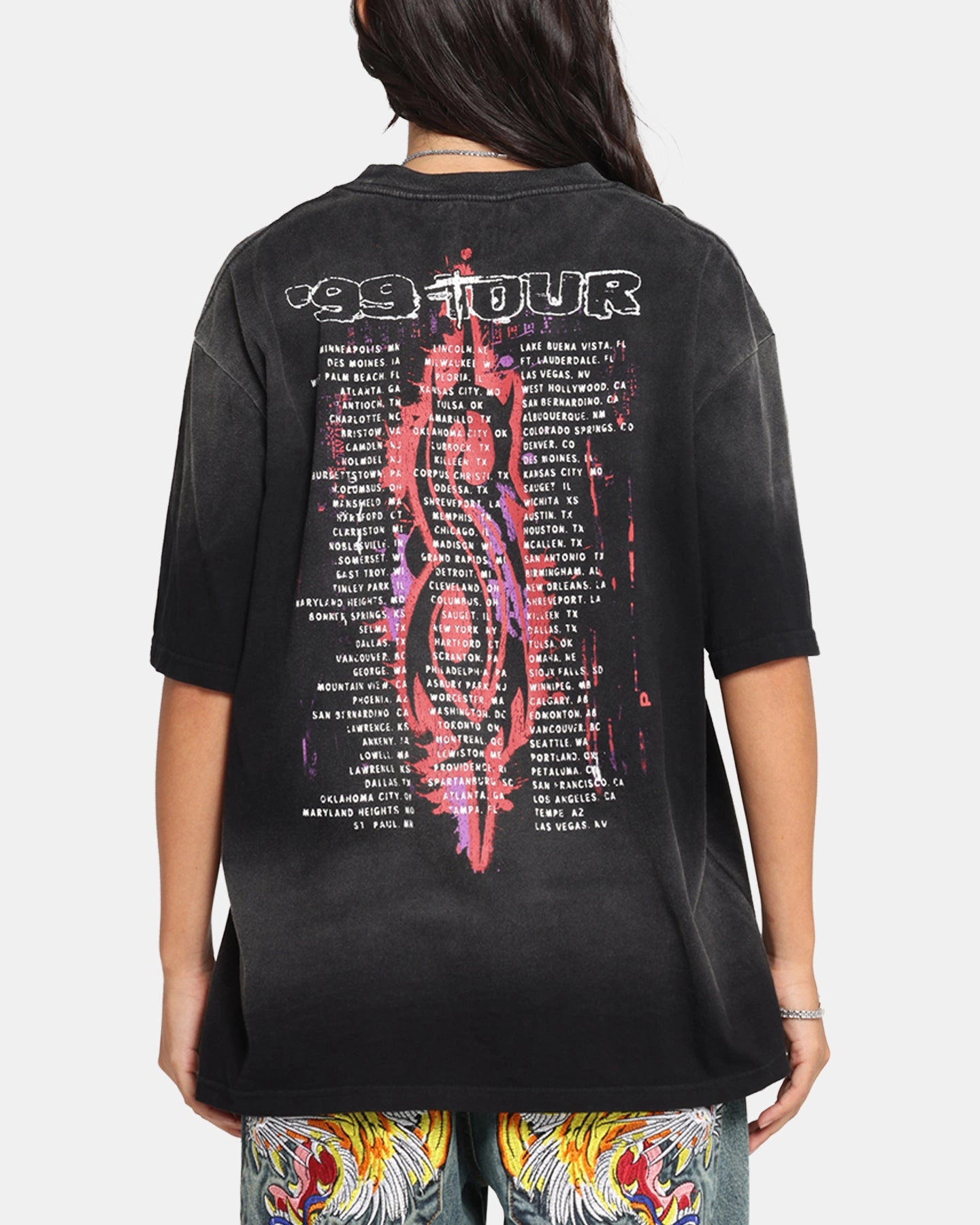 Slipknot Slipknot Blacked Out T-Shirt Washed Black Light Fit Lace trim