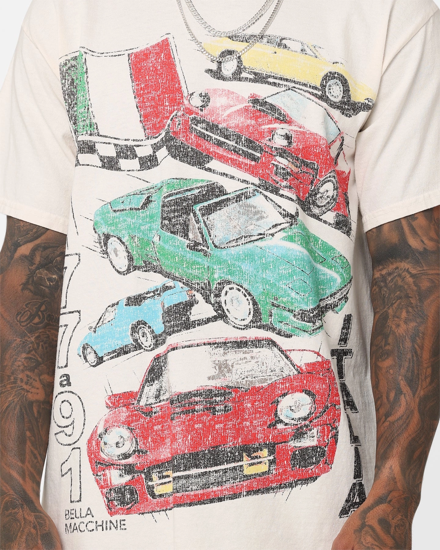 American Thrift Bella Macchine Vintage T-Shirt Off White Anti Pilling Finish Fashion Layering