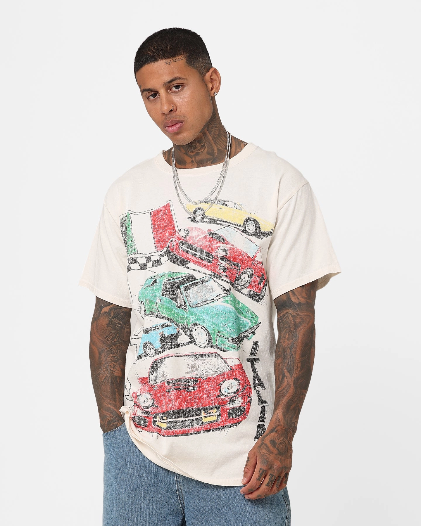 Eco Conscious Production American Thrift Bella Macchine Vintage T-Shirt Off White