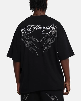 Ed Hardy Techno Rhinestone T-Shirt Black Playful Design
