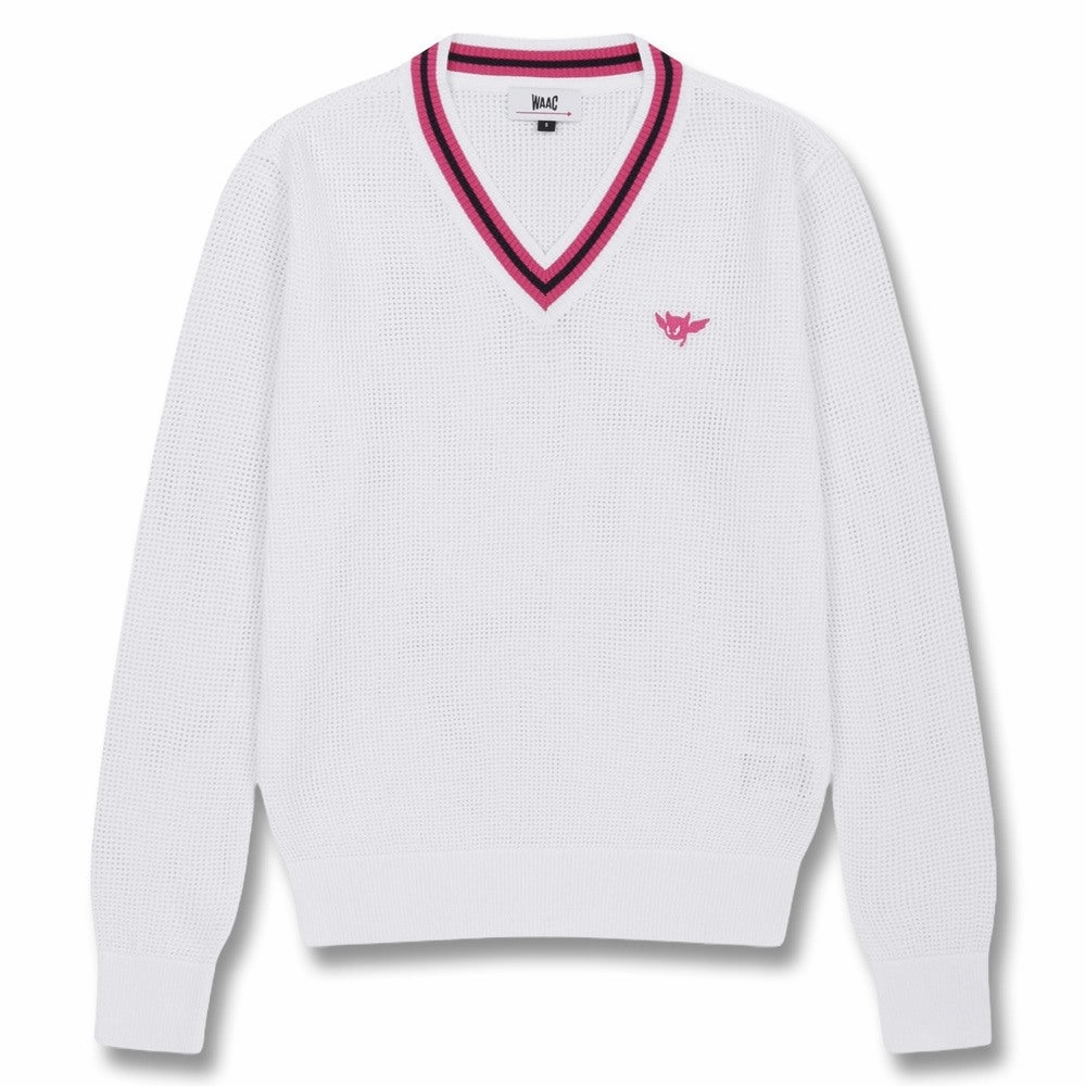 ThermalReflective WAAC Mesh V-Neck Golf Sweater White - FW24 Women