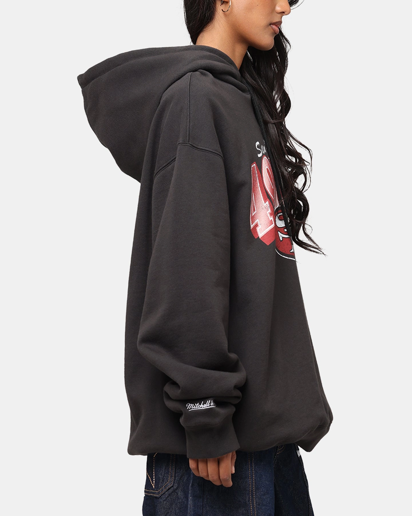 Outdoor Smooth Mitchell & Ness San Francisco 49ers Arch Hoodie Faded Black