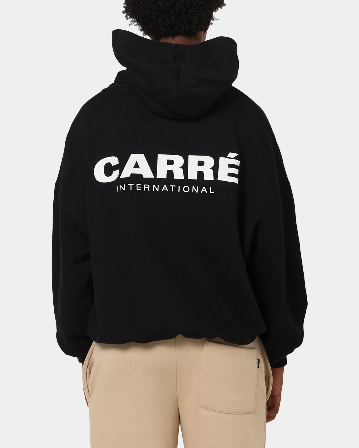 High Stretch Fabric Smooth No Roll Hem Carre International Hoodie Black