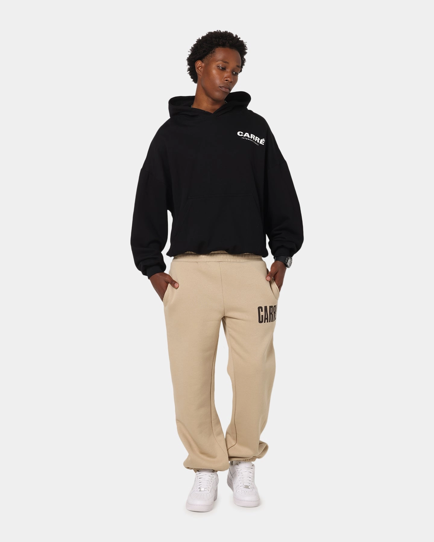 Bright Color Carre International Hoodie Black