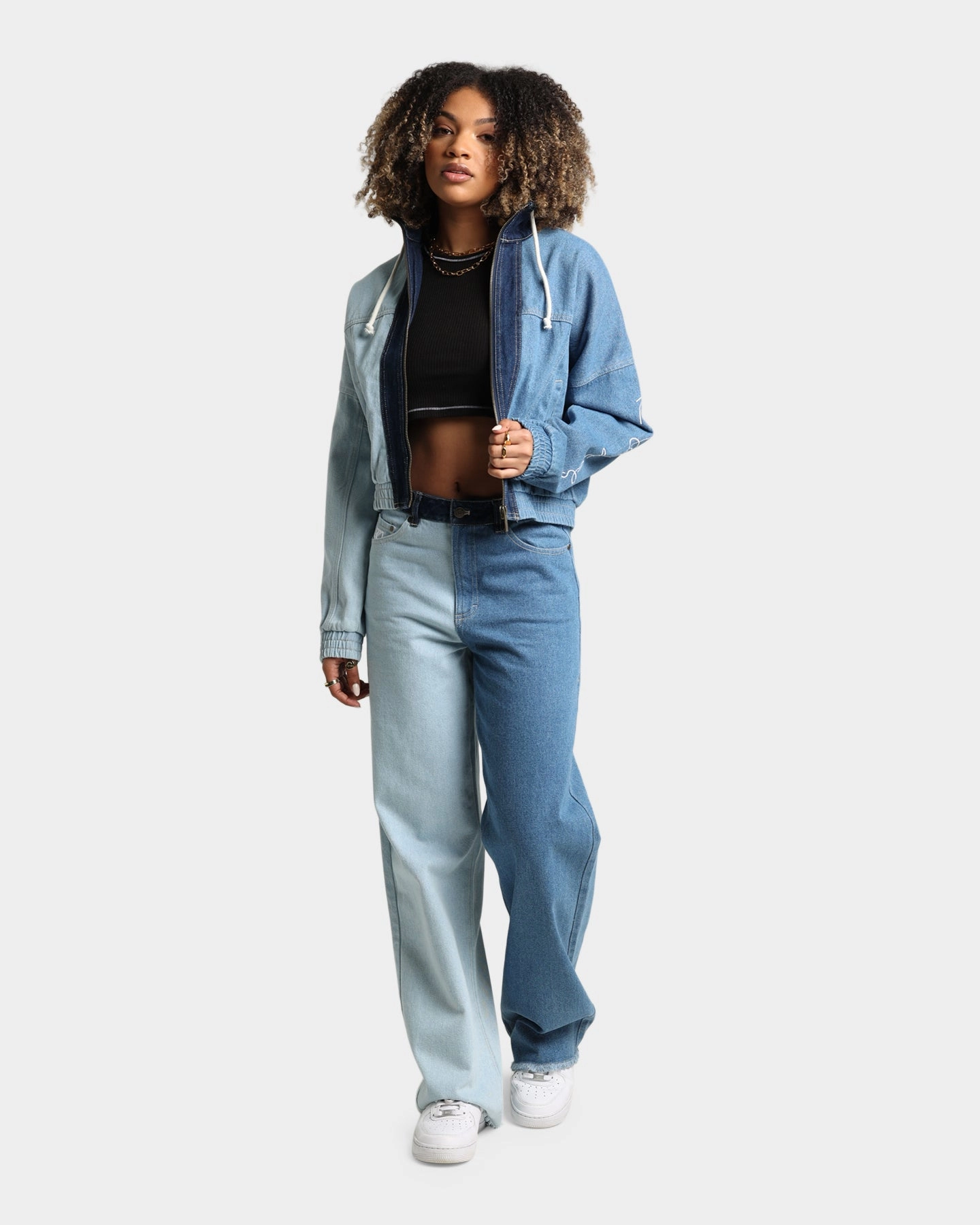 Karl Kani Women's Originals Block Denim Jacket Blue Wilderness Cold Weather