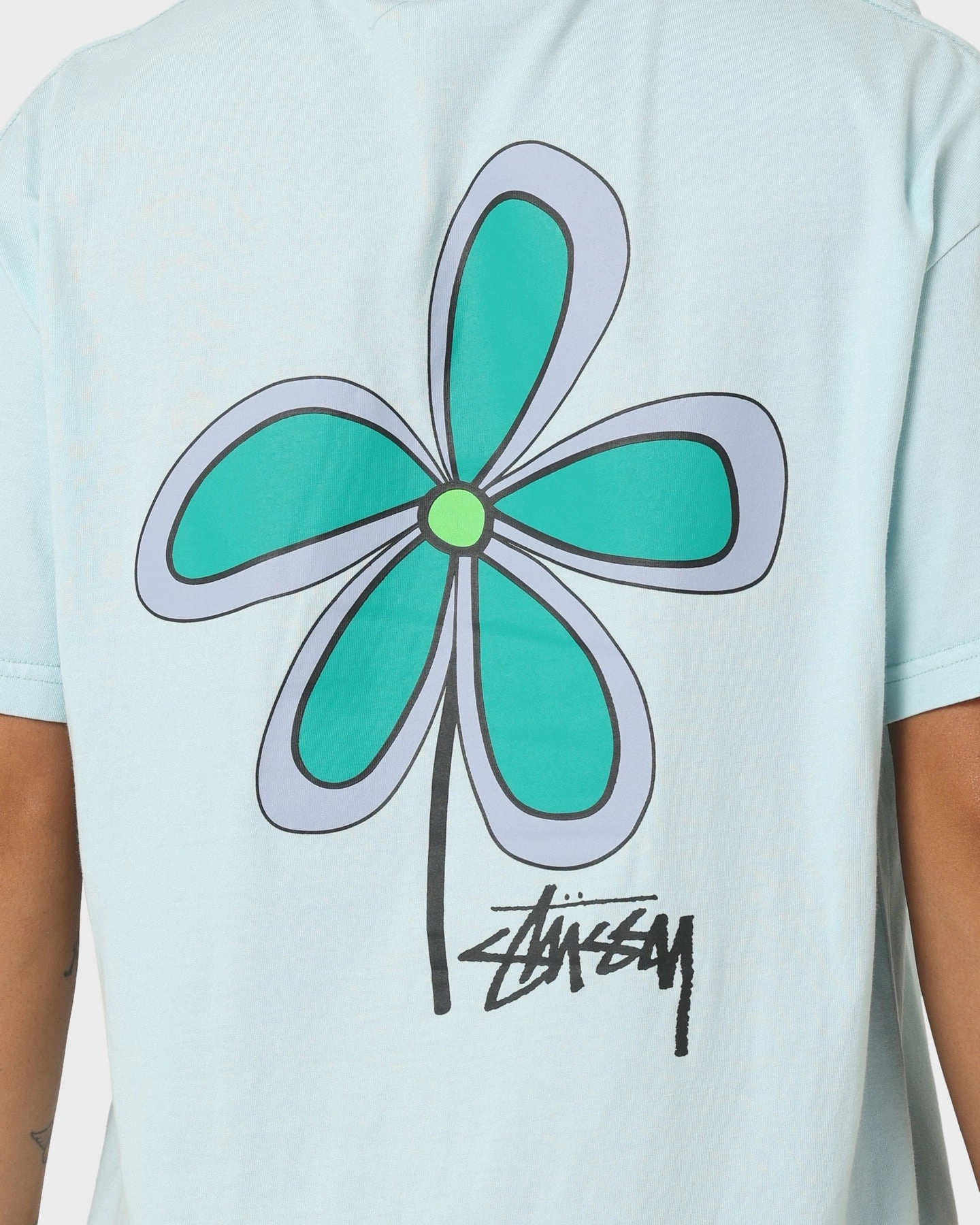 Stussy Flower 50-50 T-Shirt Pigment Light Blue Fashion Must-Have