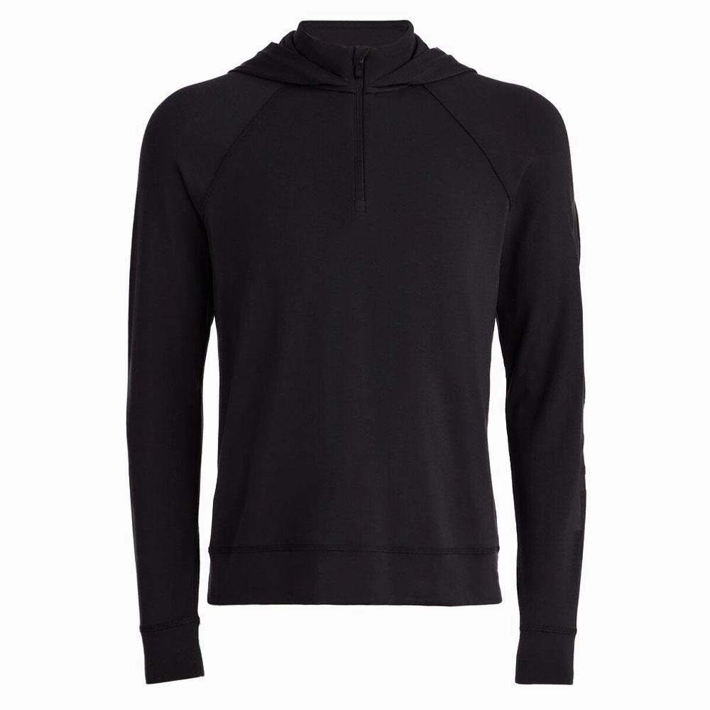 Gfore Hooded Luxe Quarter Zip Mid Layer Golf Jacket Onyx - 23 Men underground Anti Pill Fabric