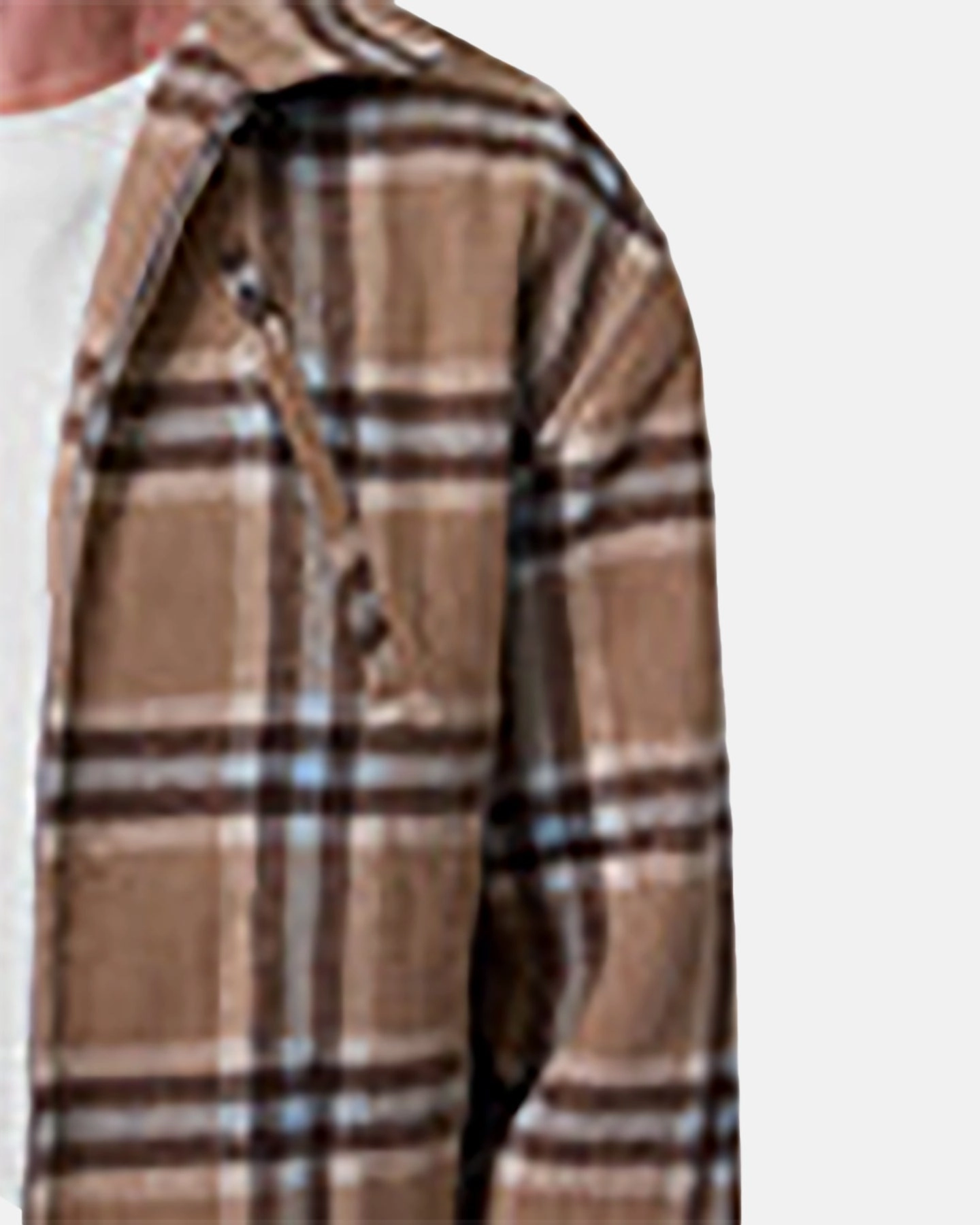 MNML Plaid Flannel Front Zip Jacket Brown/Cream Base Layer