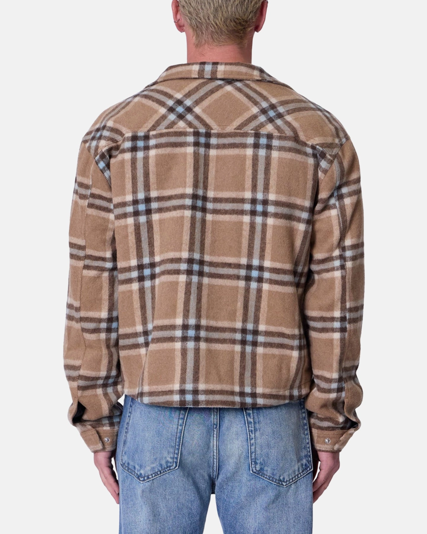 MNML Plaid Flannel Front Zip Jacket Brown/Cream Universal Backpack Compatibility suitable for winter sports