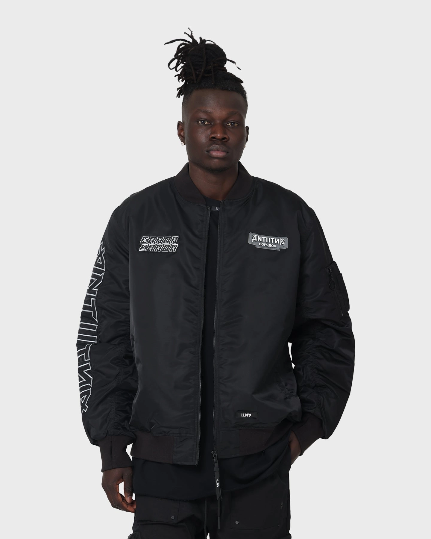 The Anti Order Oblivion Bomber Jacket Black Drop Hood Style
