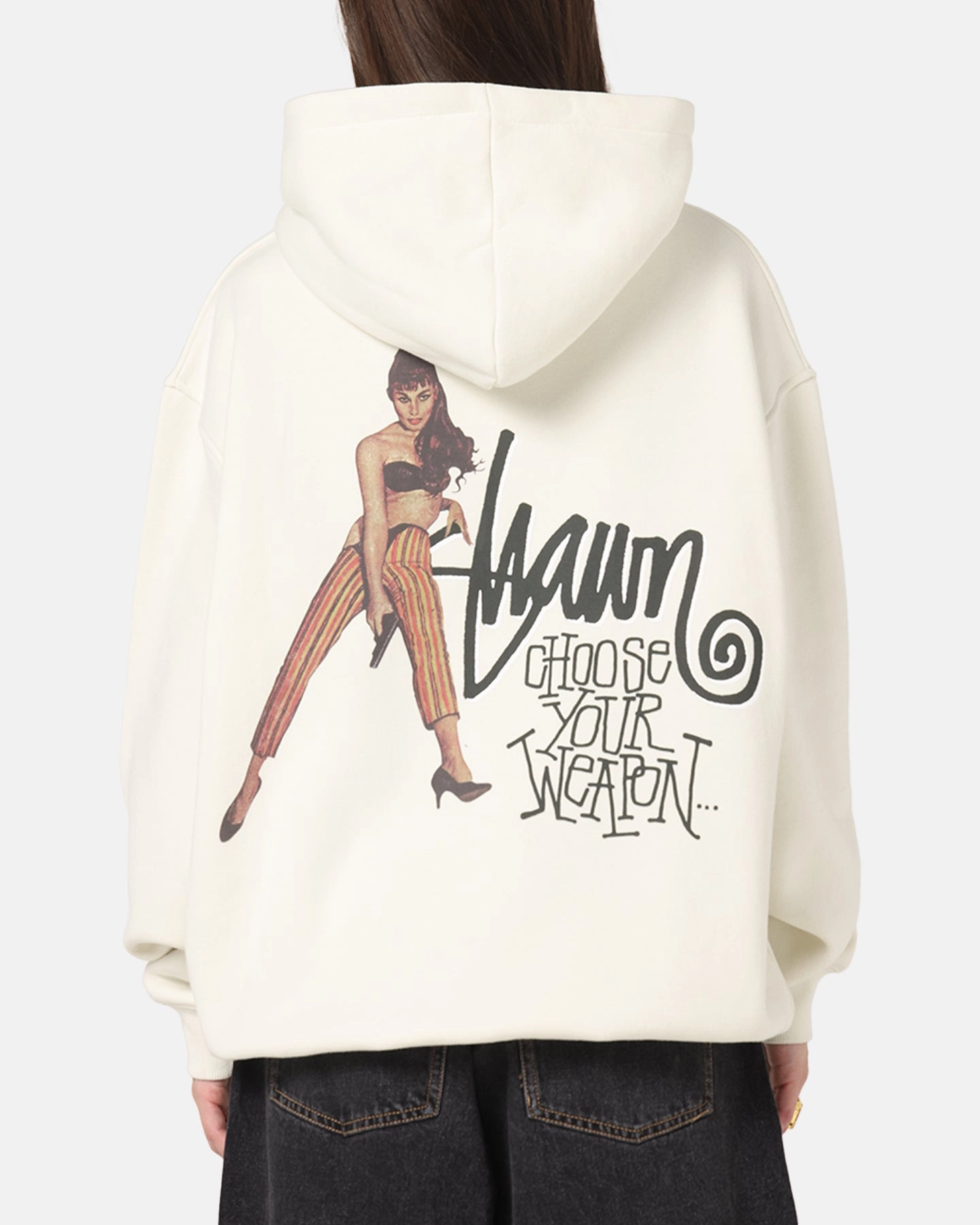 S Double Choose Your Weapon Hoodie Washed White Connection Warm