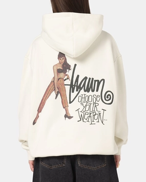 S Double Choose Your Weapon Hoodie Washed White Connection Warm