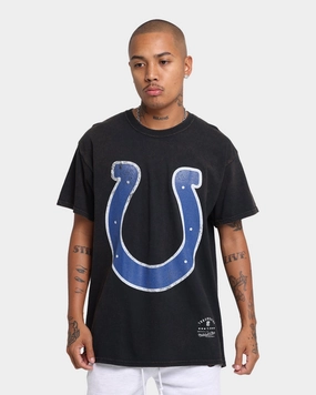 Mitchell & Ness Indianapolis Colts Oversized Logo Short Sleeve Vintage T-Shirt Vintage Black Holiday Wear Outdoor Light