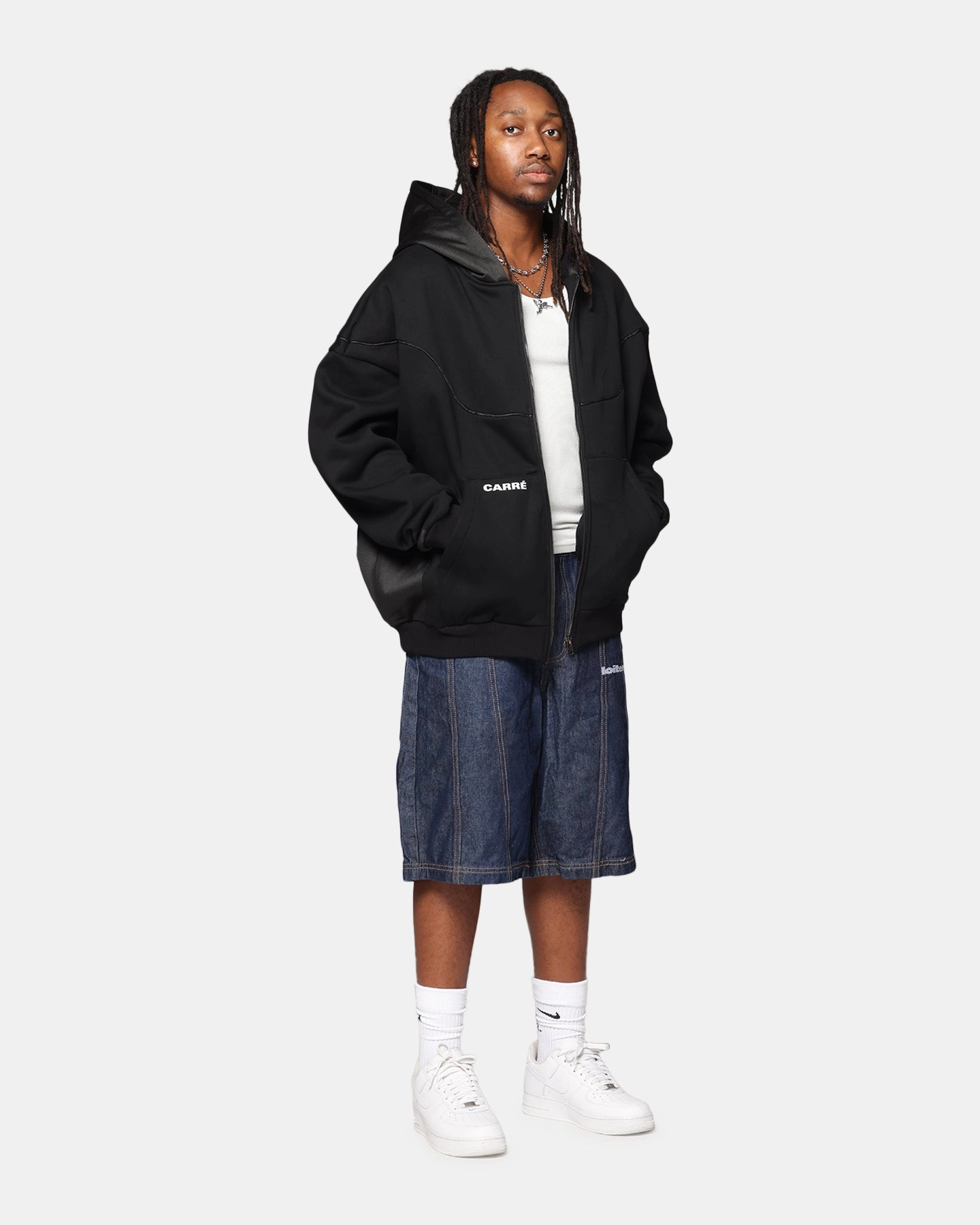 Layering Compatible Smart Carre Pipeline Hoodie Black
