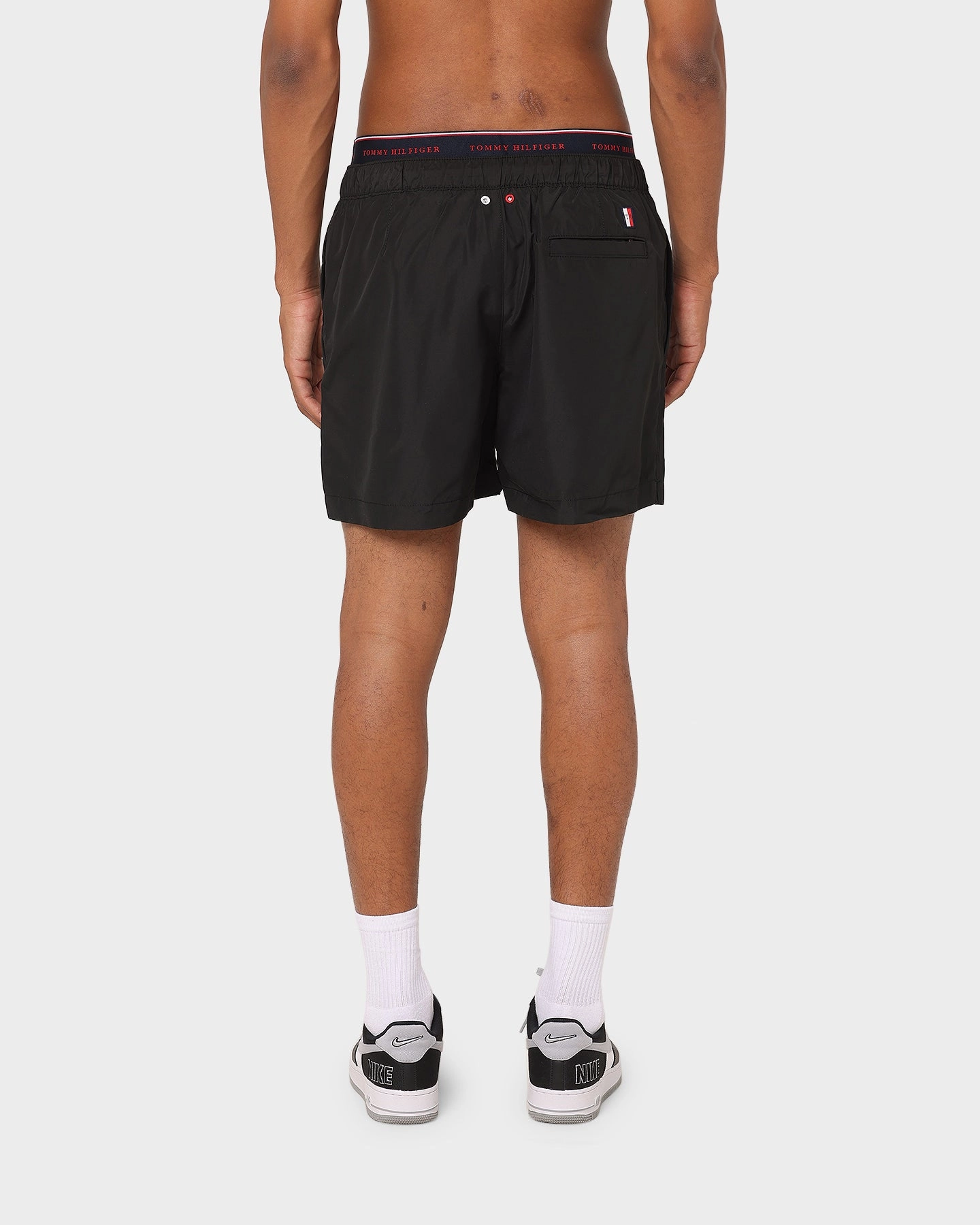 Tommy Hilfiger Logoline Drawstring Swim Shorts Black Airflow channels